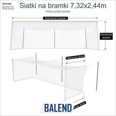 Siatki na bramki - 7,32x2,44m - podaj wymiary bramki