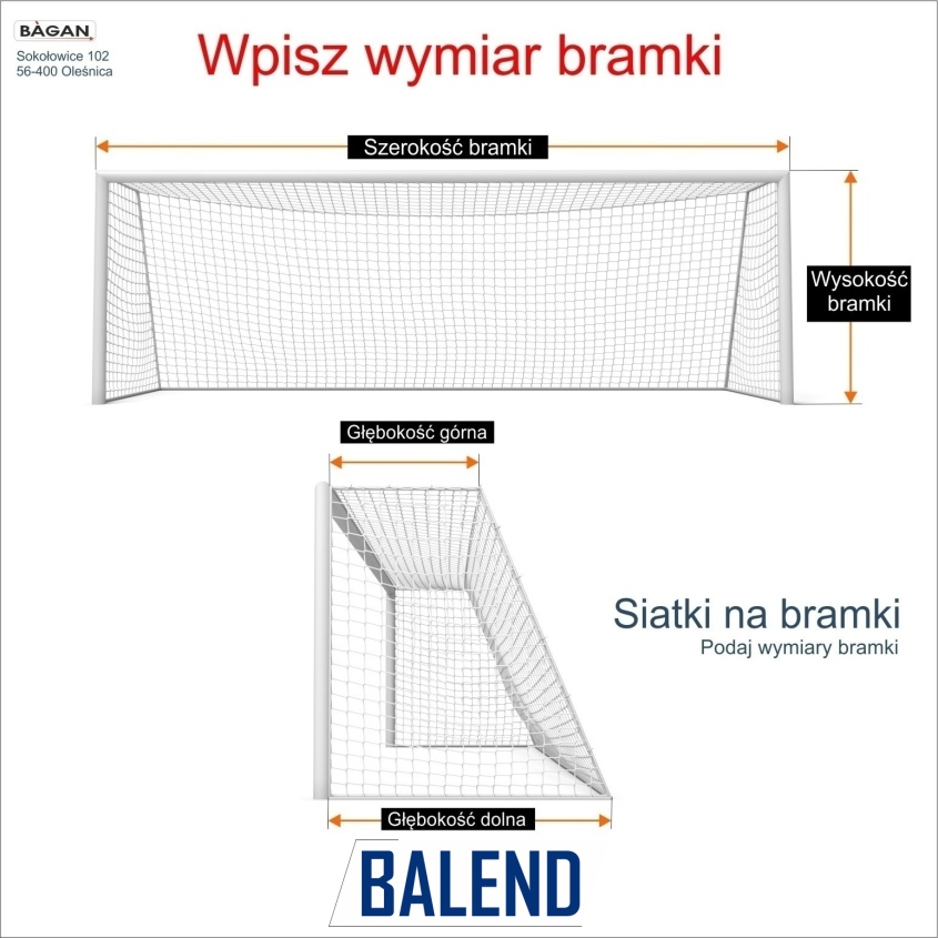 Siatki na bramki   Siatka na wymiar   Siatka bramkarska   Oczko siatki 10x10cm   Grubość siatki 4mm