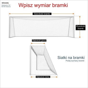 Siatki na bramki   Siatka na wymiar   Siatka bramkarska   Oczko siatki 10x10cm   Grubość siatki 5mm