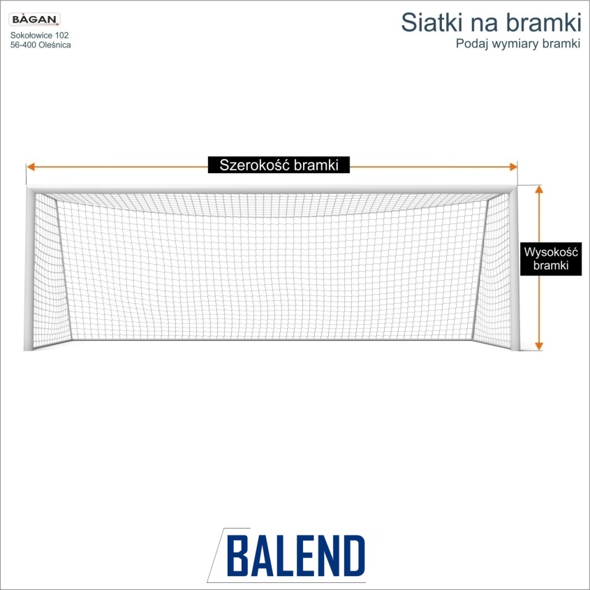 Siatki na bramki   Siatka na wymiar   Siatka bramkarska   Oczko siatki 10x10cm   Grubość siatki 5mm