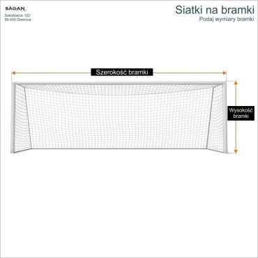 Siatki na bramki   Siatka na wymiar   Siatka bramkarska   Oczko siatki 2x2cm   Grubość siatki 2mm
