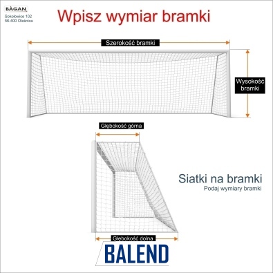 Siatki na bramki   Siatka na wymiar   Siatka bramkarska   Oczko siatki 3x3cm   Grubość siatki 4mm